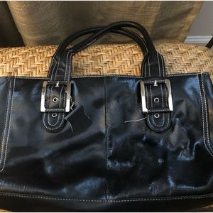 Sophisticated, elegant Black Leather handbag with handles. Rarely used.